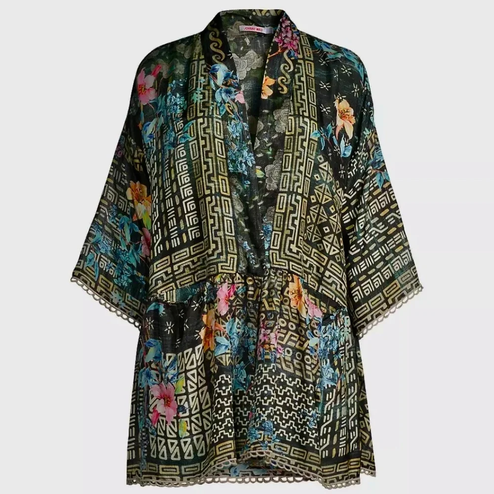 Johnny Was Weller Tia Silk Kimono Jacket with Pockets Oversized Fit - Picture 1 of 3